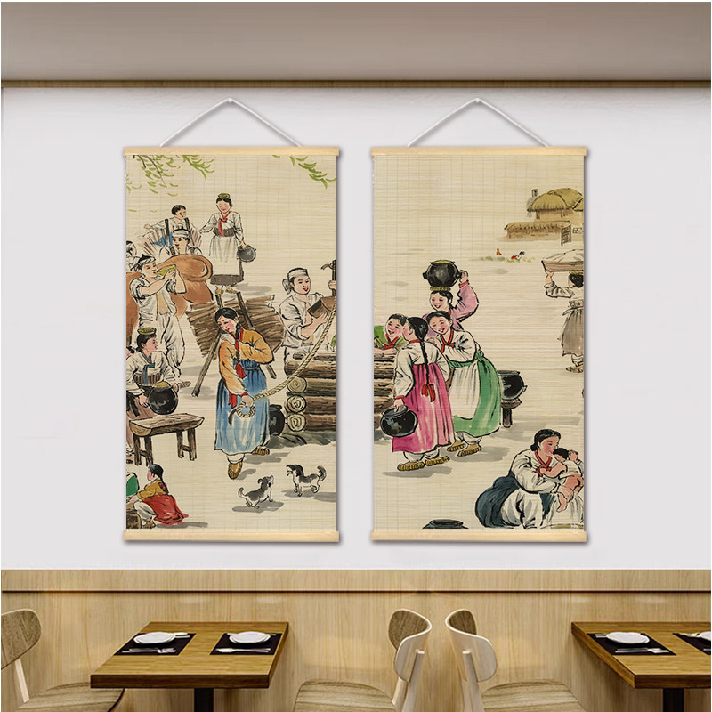 한국식 바비큐 스타일 벽걸이 그림 한국 테마 대나무 커 - Lifestyle In Korean 리뷰 및 가격